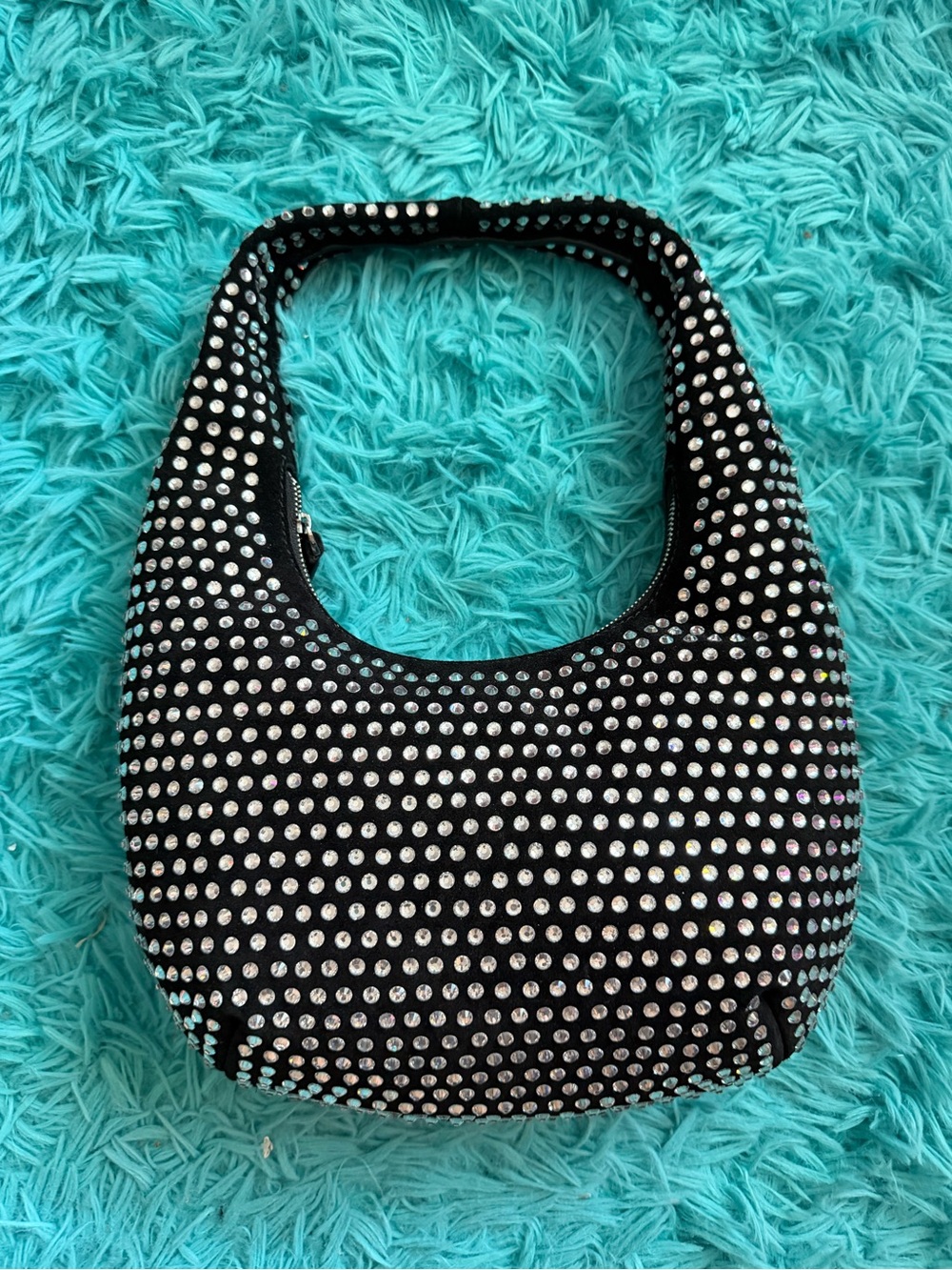Madewell Black Crystal Embellished Suede Hobo Bag